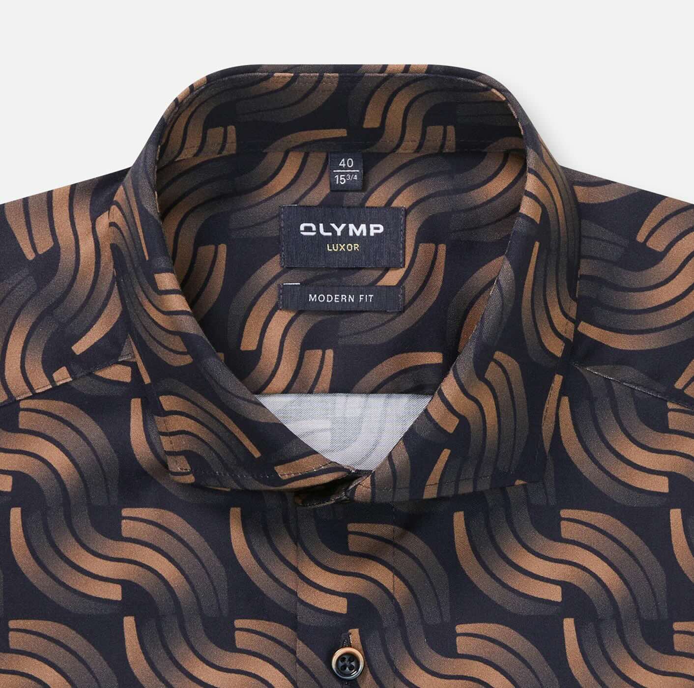 Overhemd Modern Fit Luxor strijkvrij - blauw/khaki