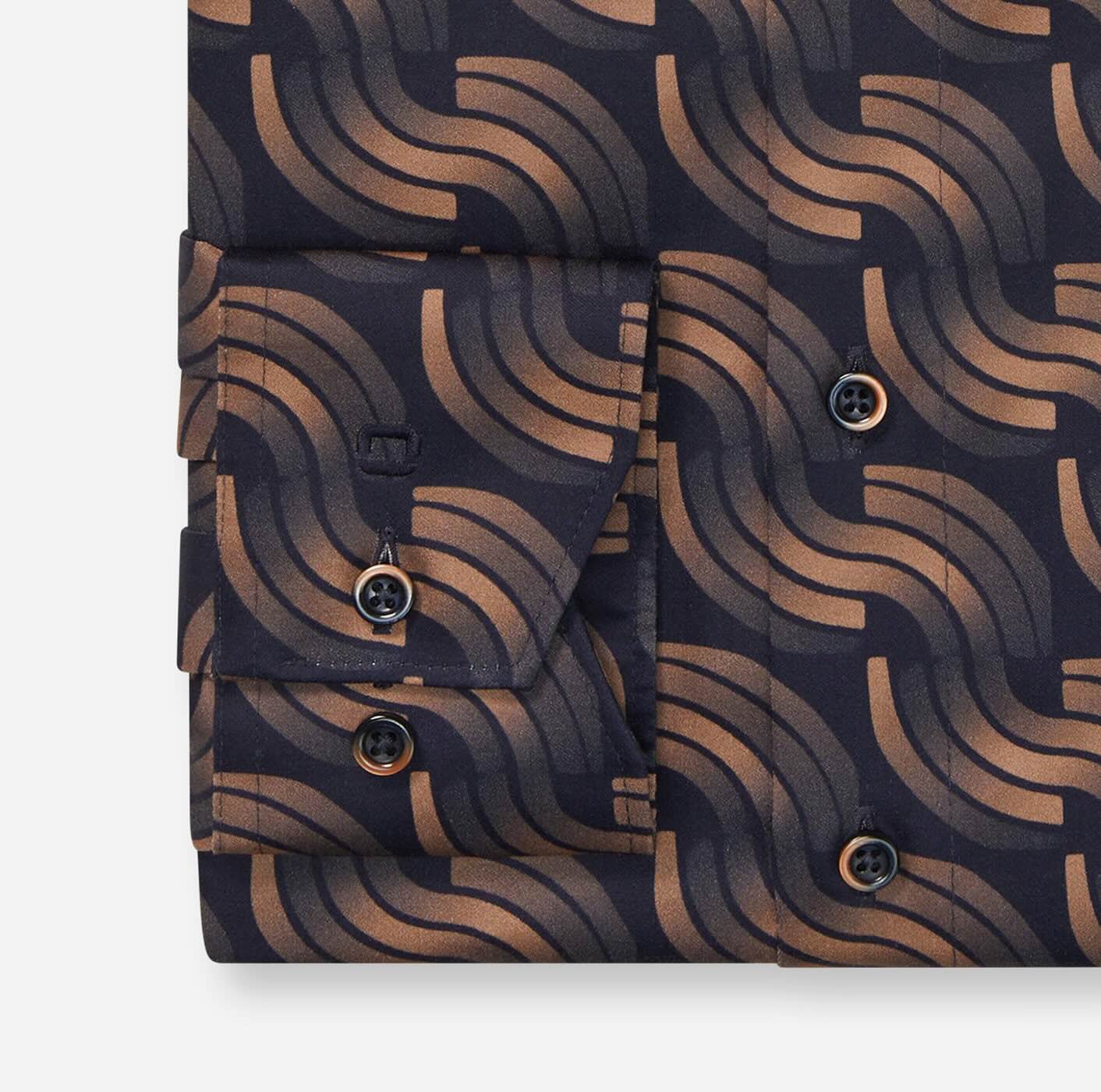 Overhemd Modern Fit Luxor strijkvrij - blauw/khaki