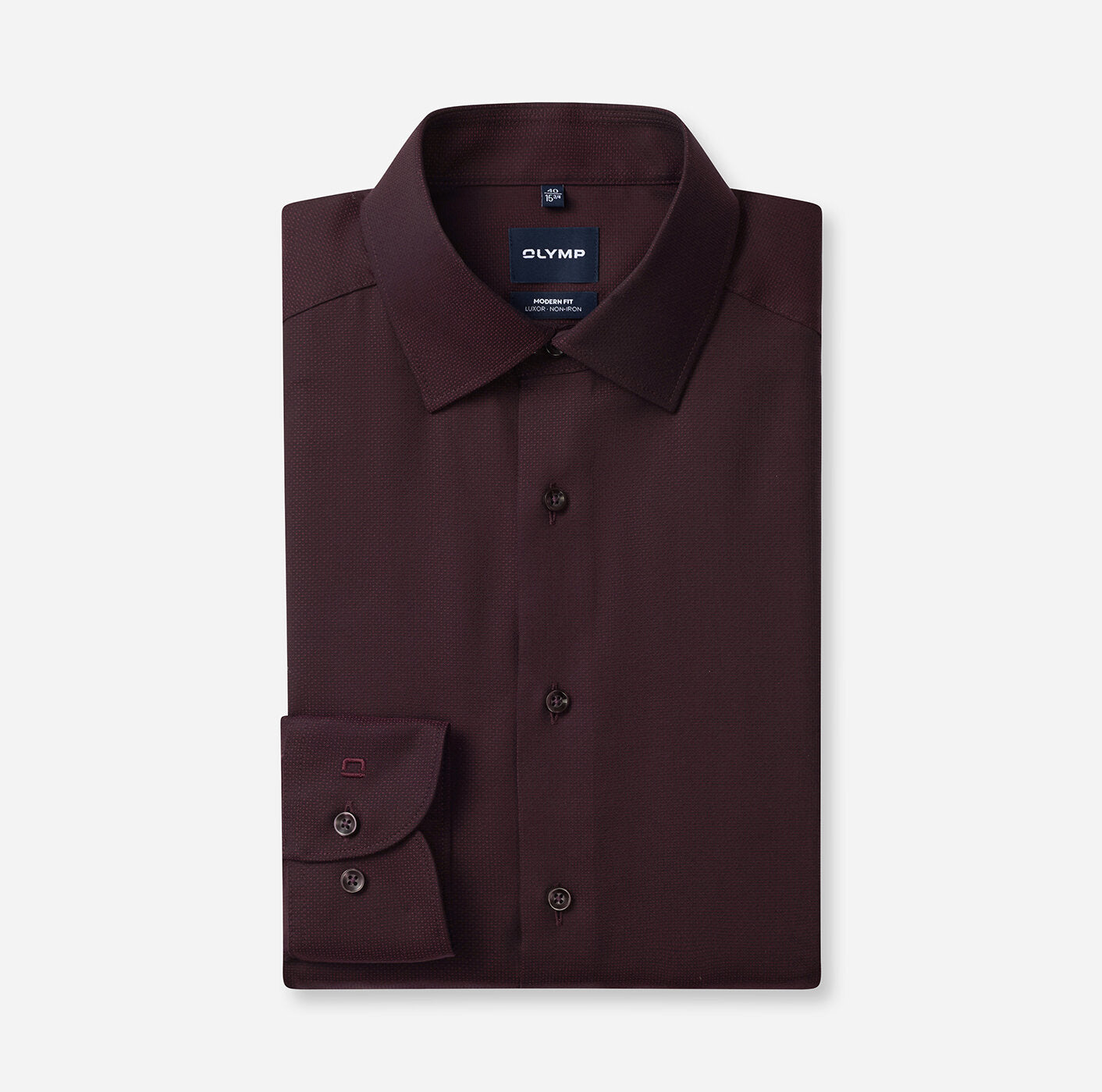 Overhemd Modern Fit Luxor strijkvrij - bordeauxrood