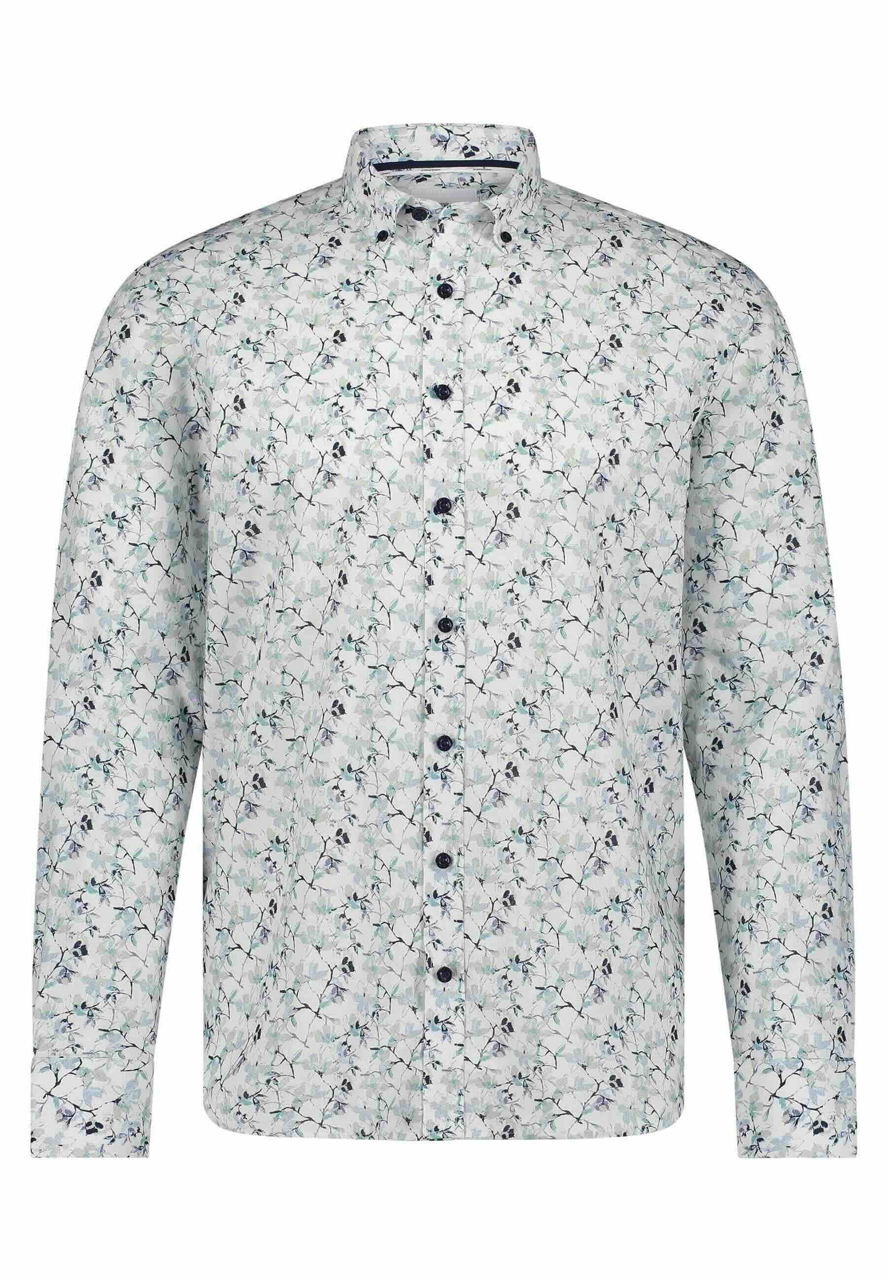 Overhemd print - mintblauw