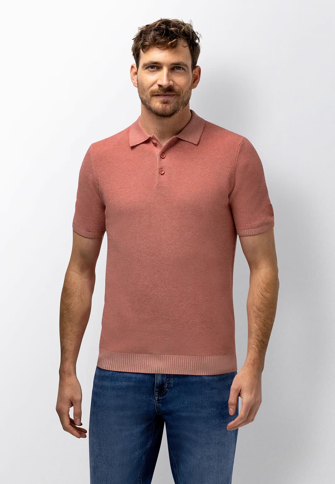 Polo met honingraatstructuur - oud roze