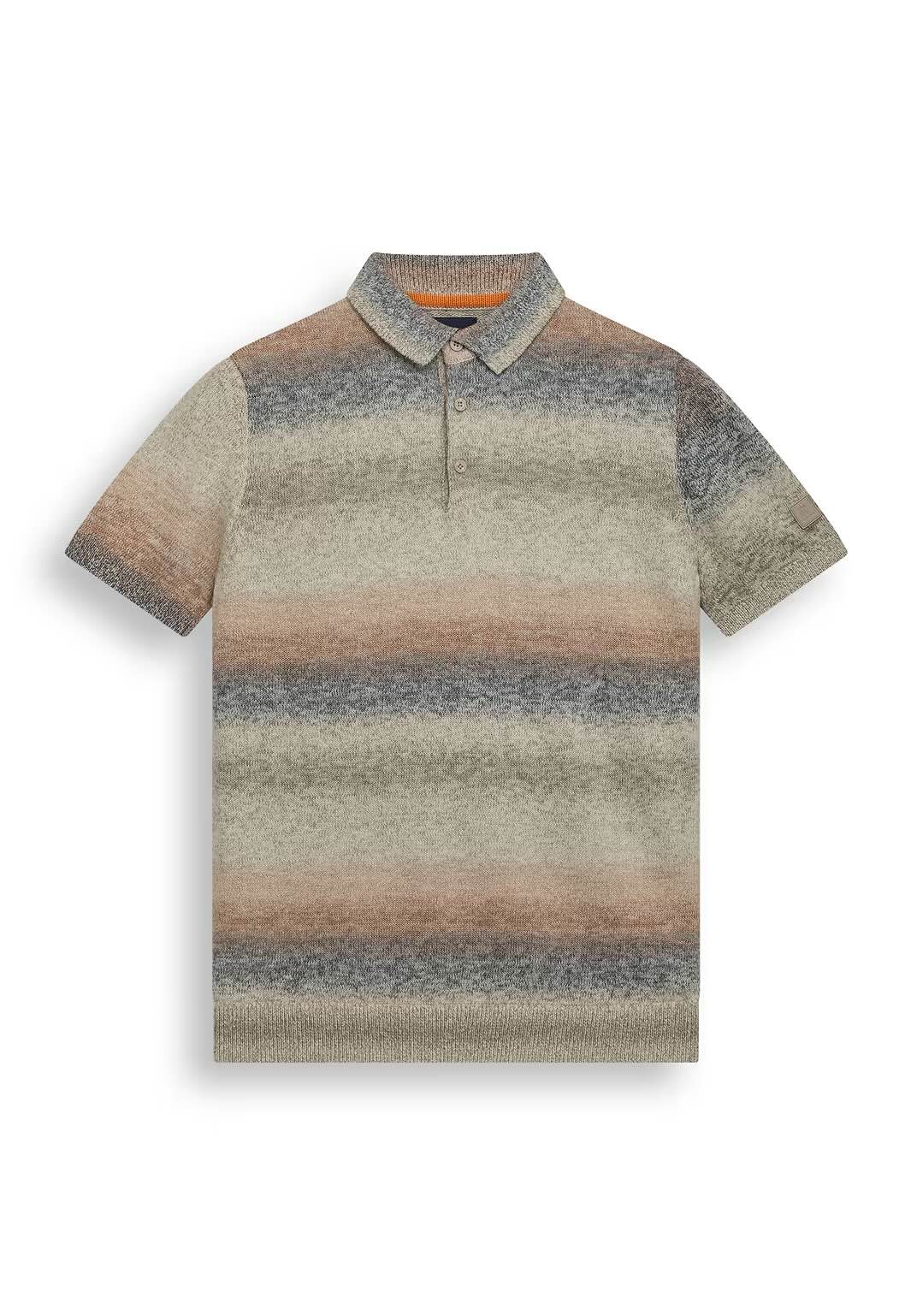 Polo gebreid - beige/oranje/blauw