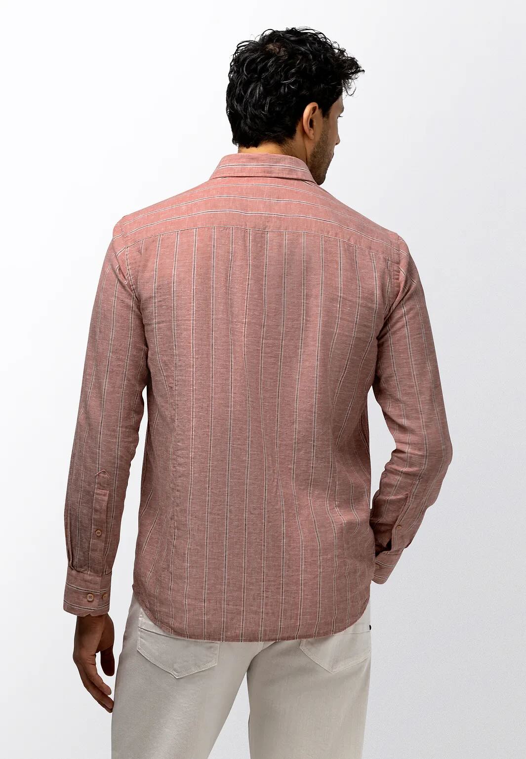 Overhemd linnenmix - oud roze