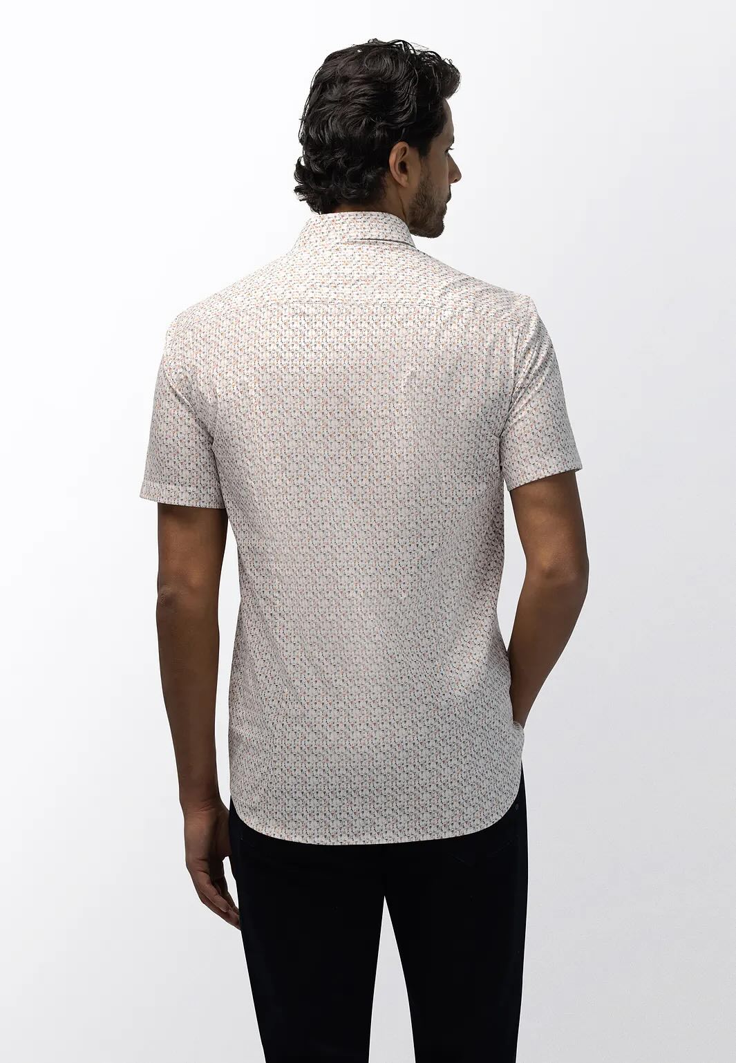 Overhemd met borstzak - oranje/wit