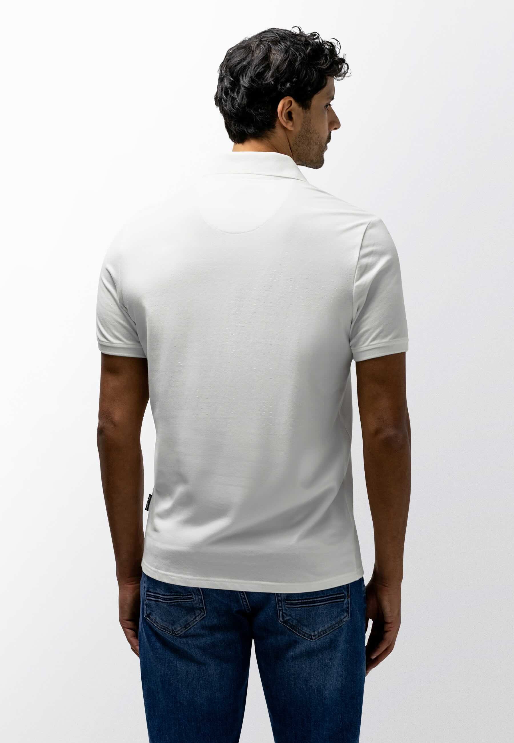 Polo piqué uni stretch - wit