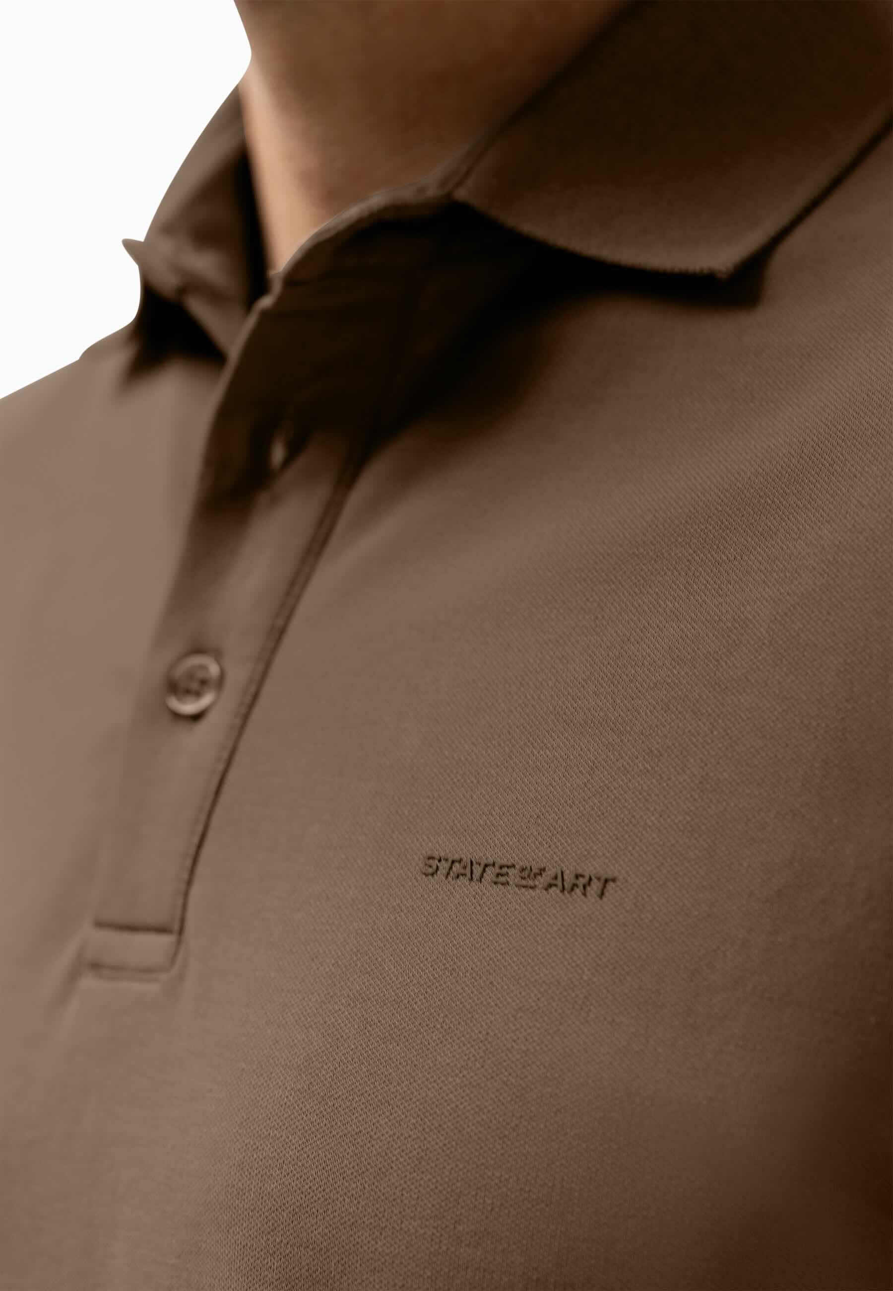 Polo piqué uni stretch - bruin