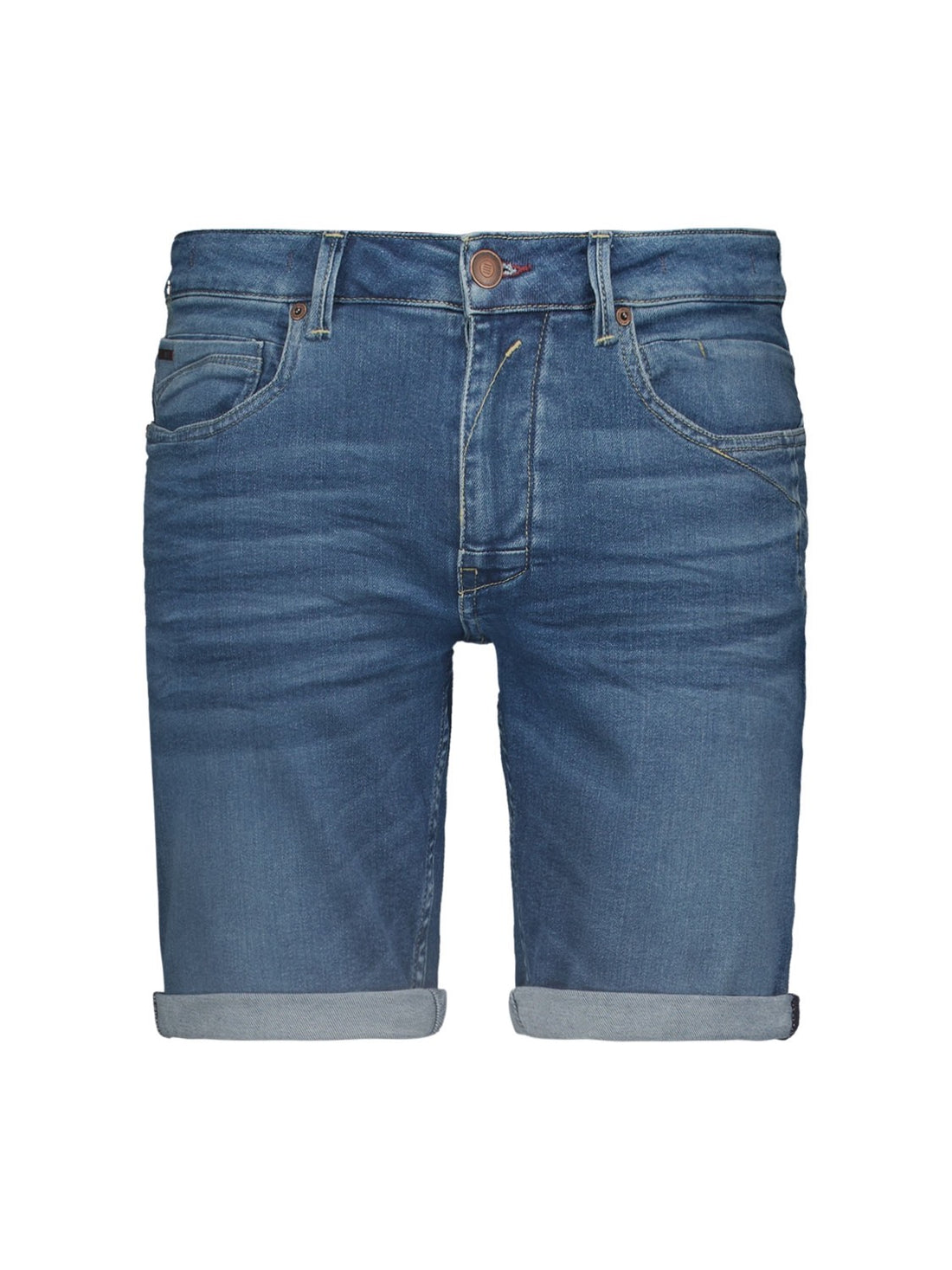 Short jeans stretch - middenblauw