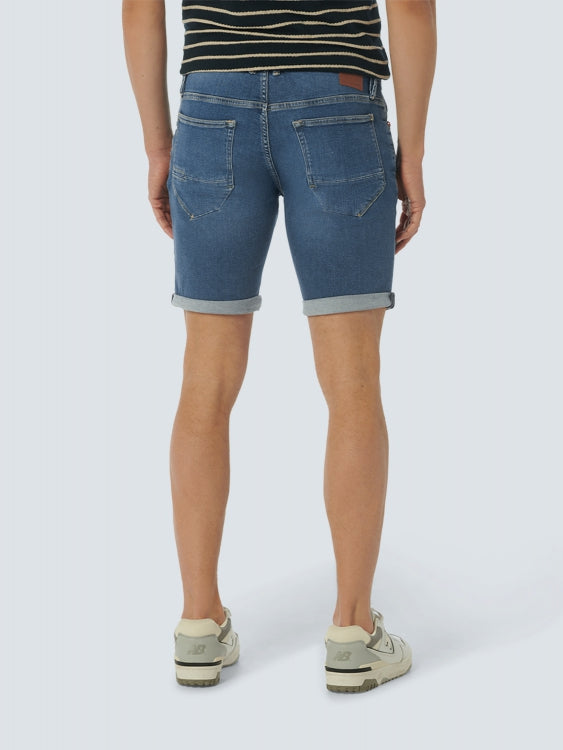 Short jeans stretch - middenblauw