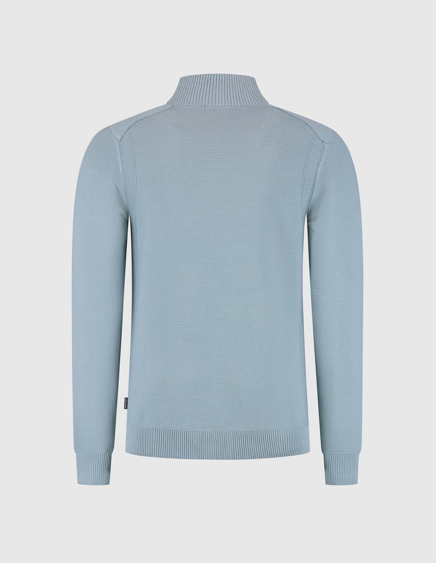 Trui HELMUT-S met rits en knopen - lichtblauw