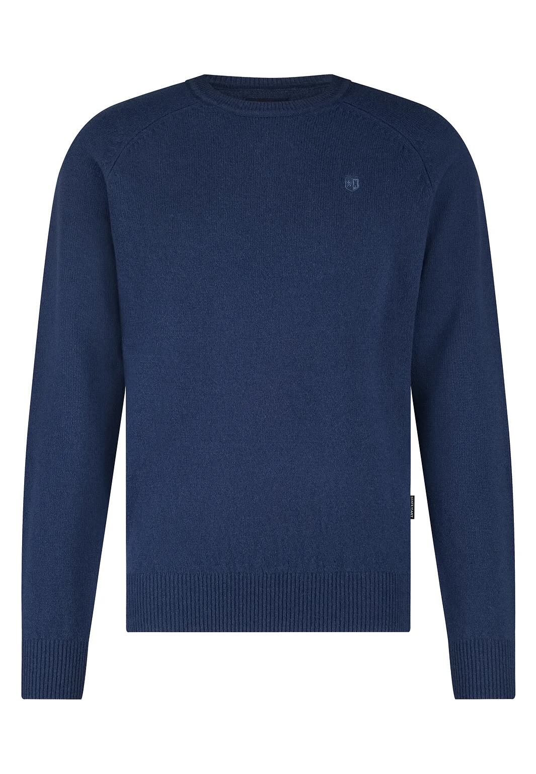 Trui lamswol met ronde hals - kobaltblauw