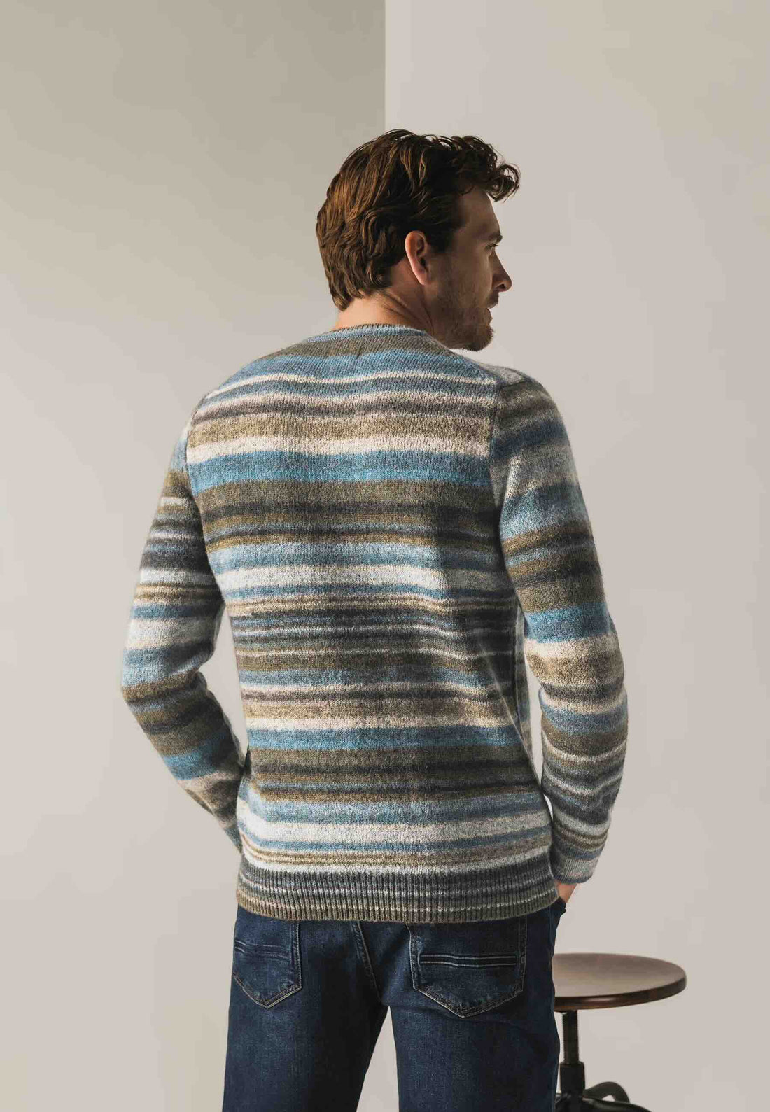 Trui gestreept - blauw/beige/bruin