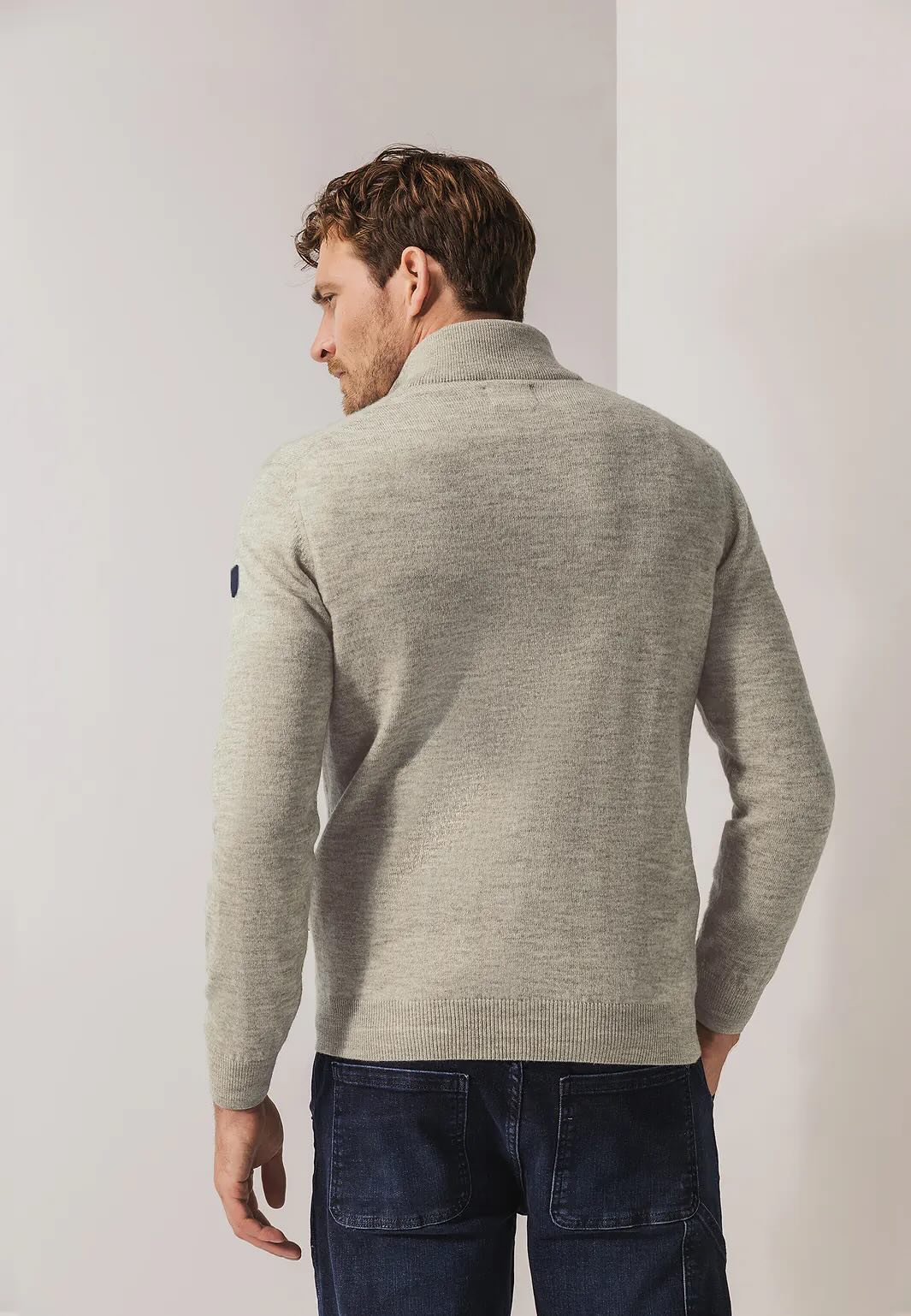 Trui met halve rits - beige