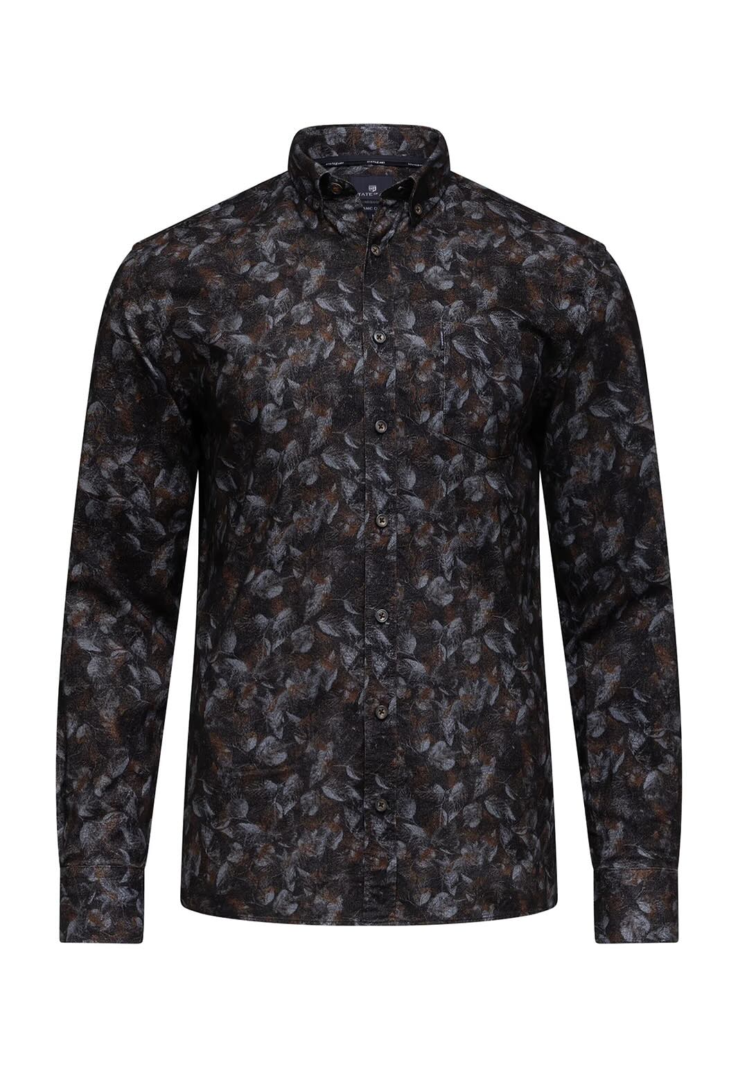 Overhemd flanel met borstzak - donkerblauw bruin