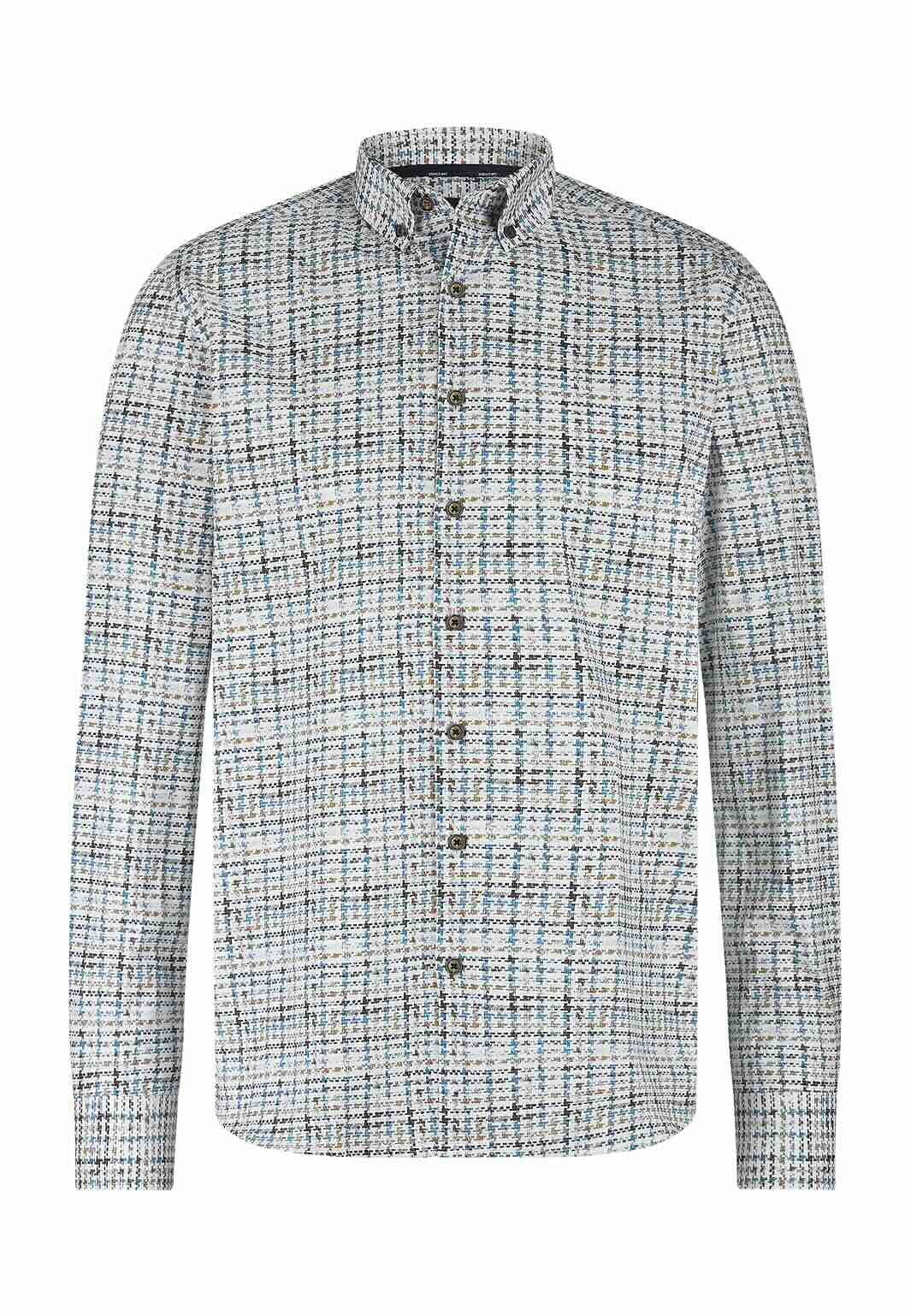 Overhemd pie-de-poule - grijs/blauw/wit