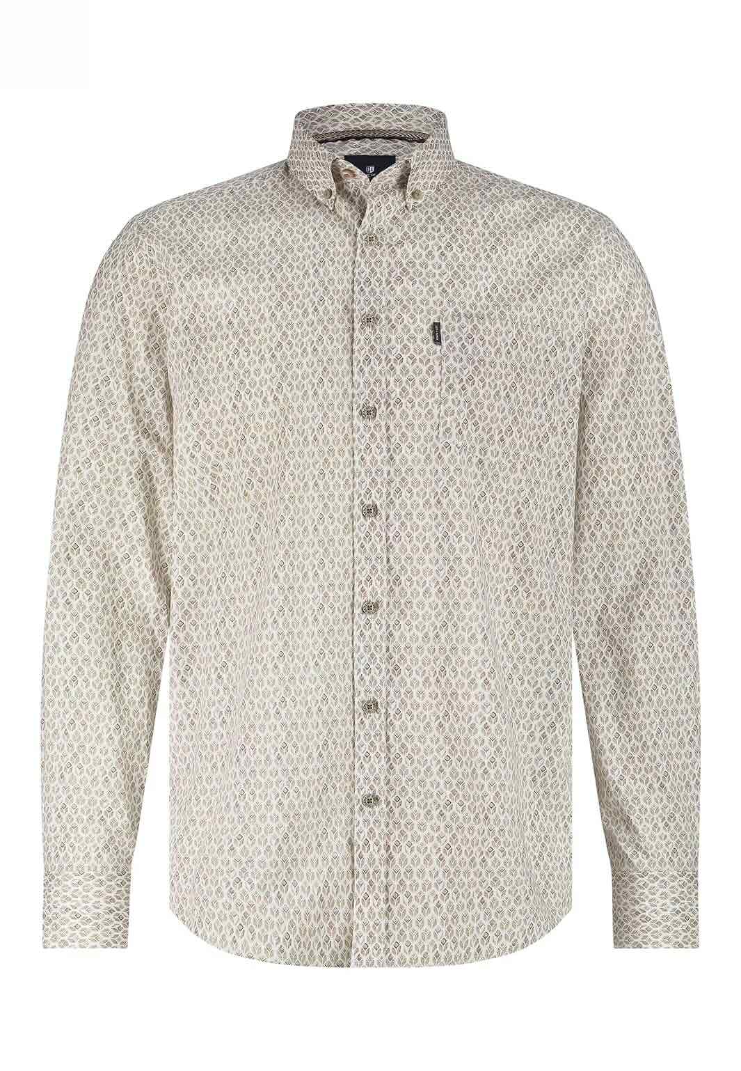Overhemd met geometrische print - beige wit