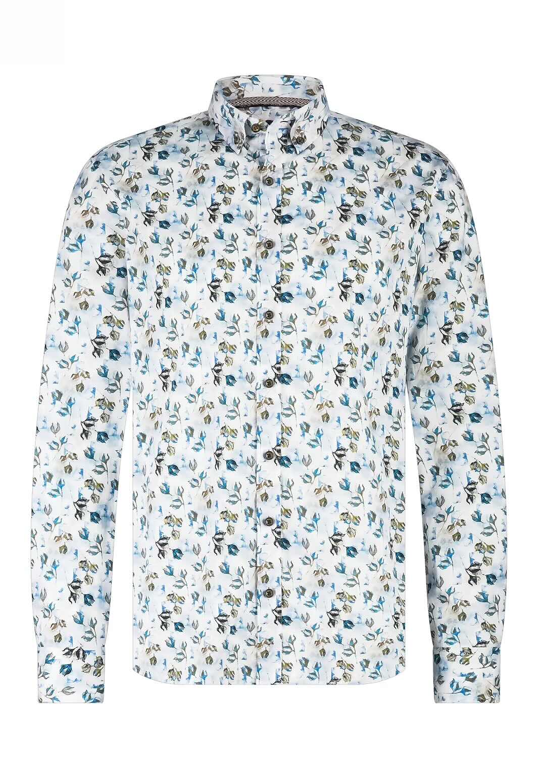 Overhemd met print - wit / beige / blauw