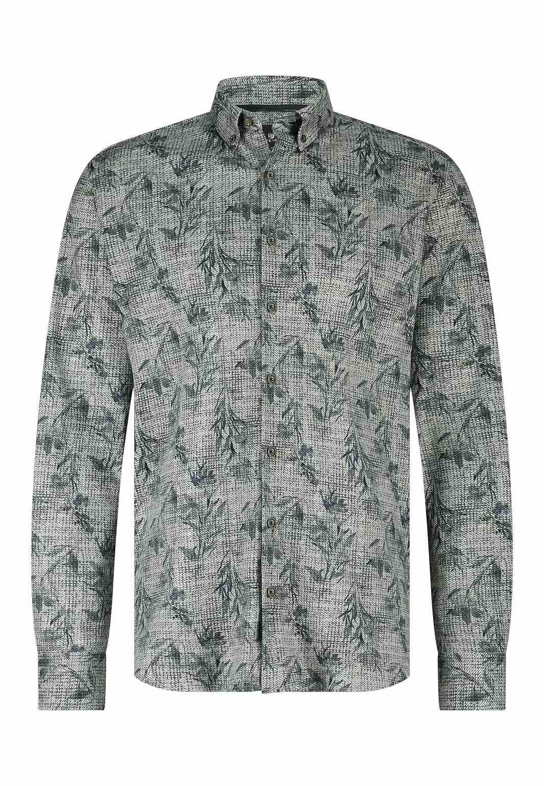 Overhemd jersey - grijs/blauw/groen