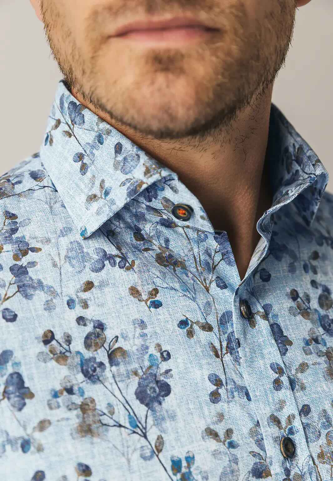 Overhemd met botanische print - blauw