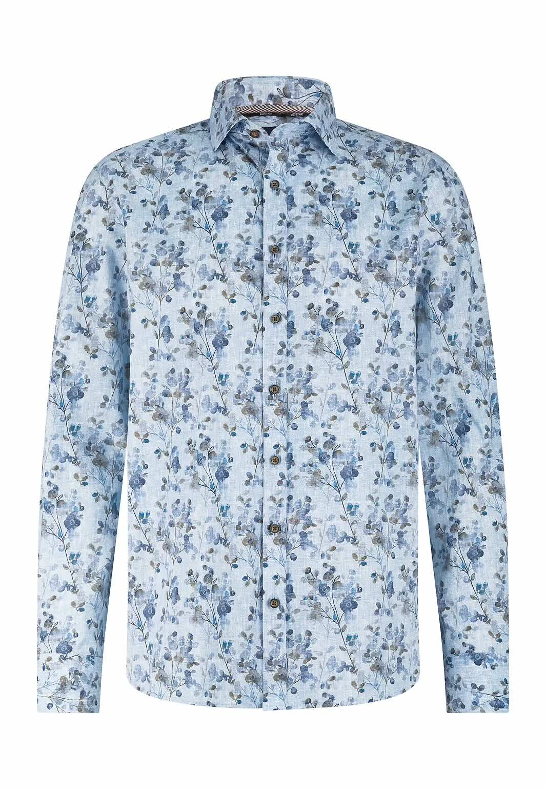 Overhemd met botanische print - blauw