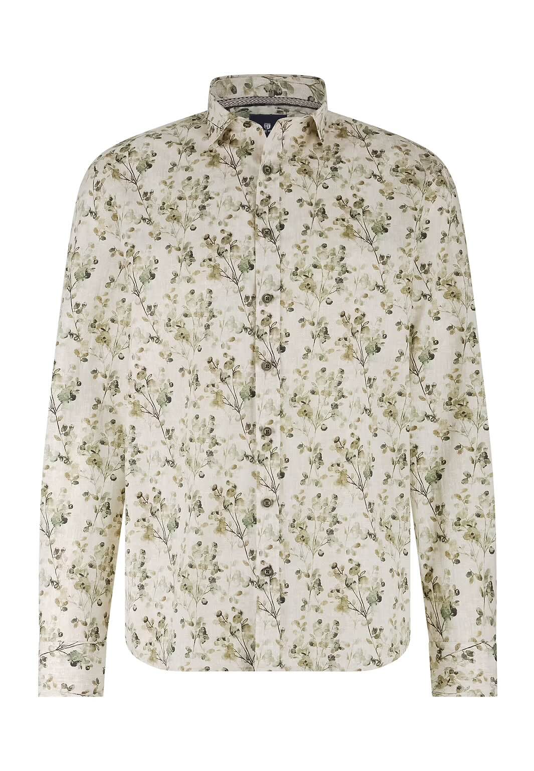 Overhemd met botanische print - beige groen