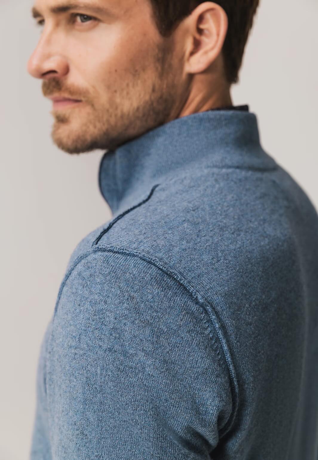 Trui met rits - grijsblauw