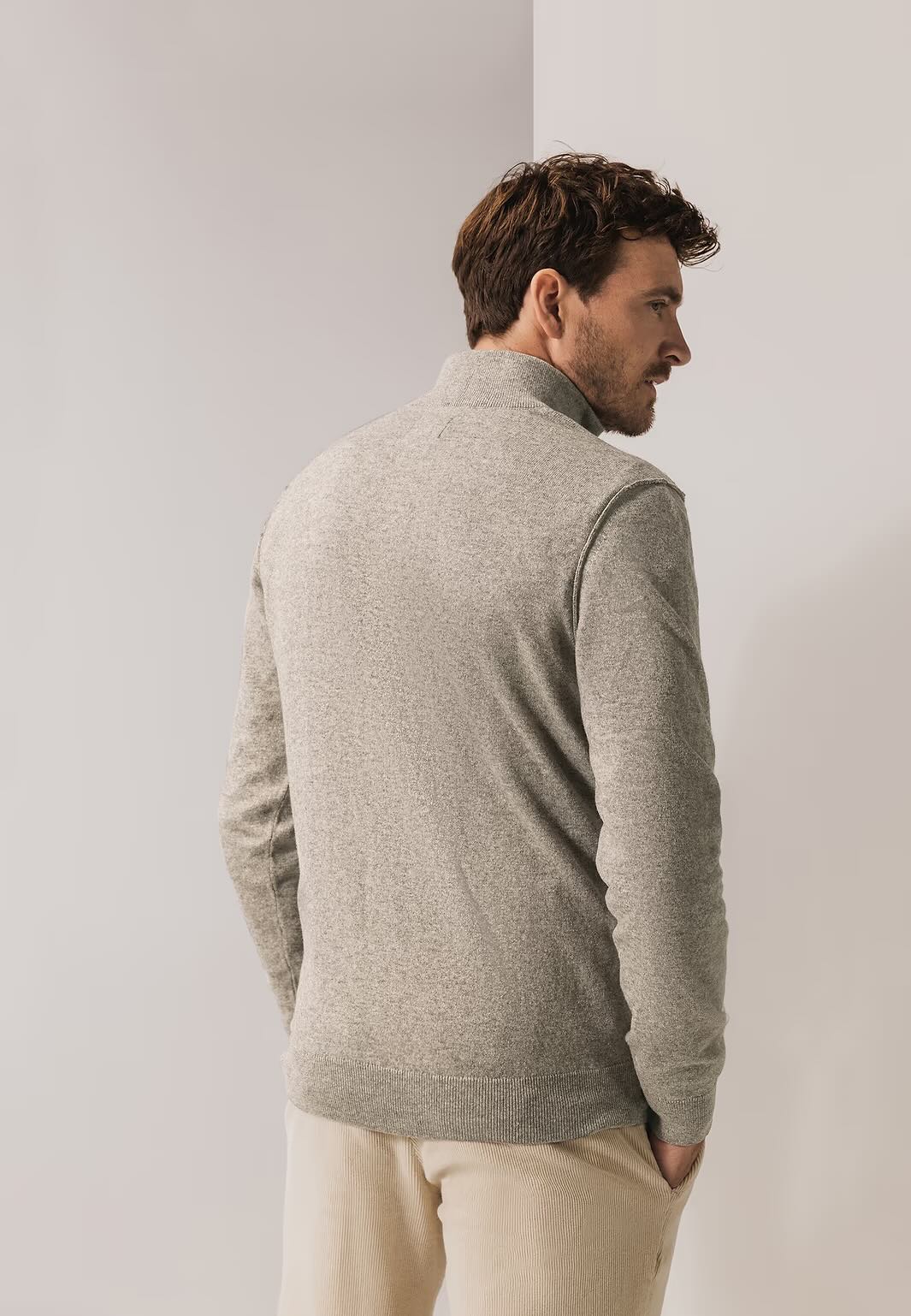 Trui met rits - donkerbeige