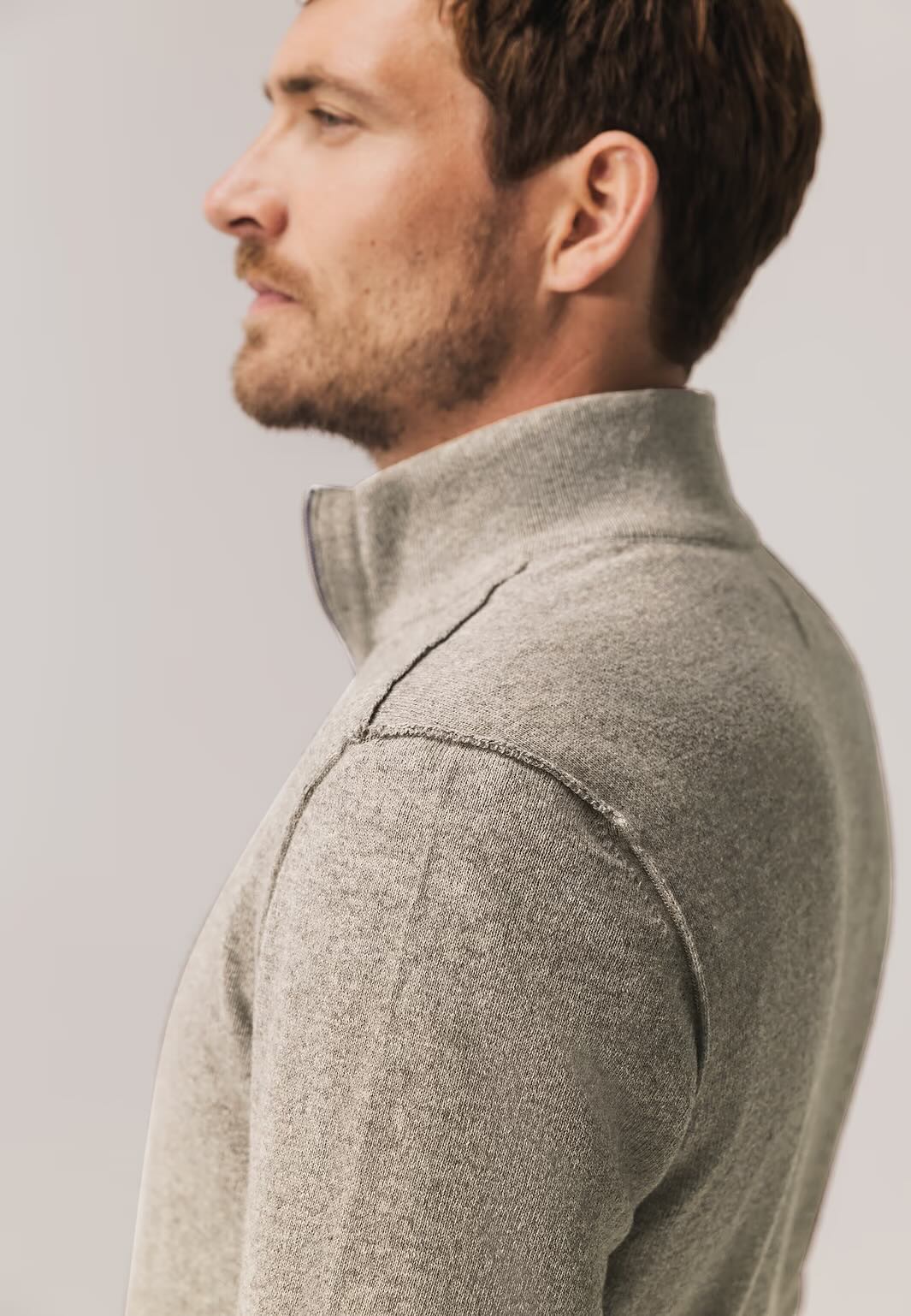 Trui met rits - donkerbeige