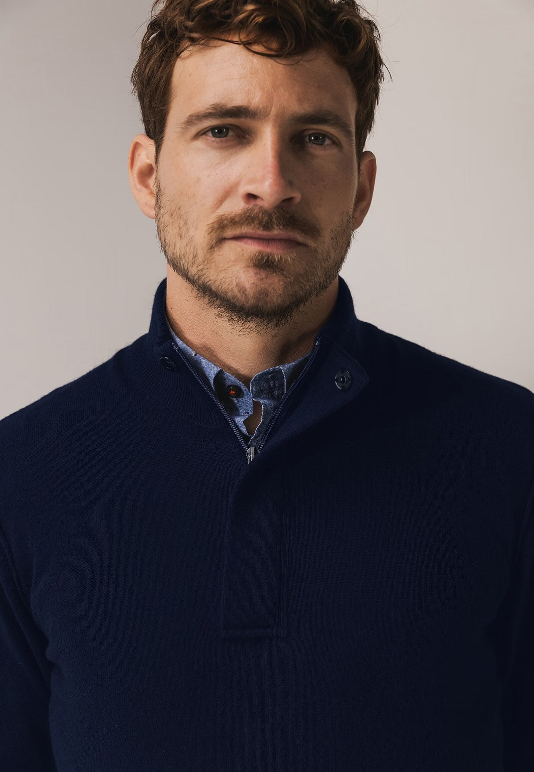 Trui met rits - donkerblauw