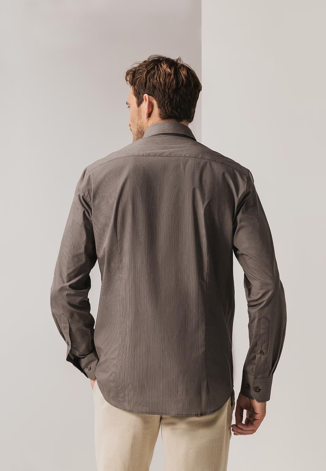 Overhemd met allover print - bruin