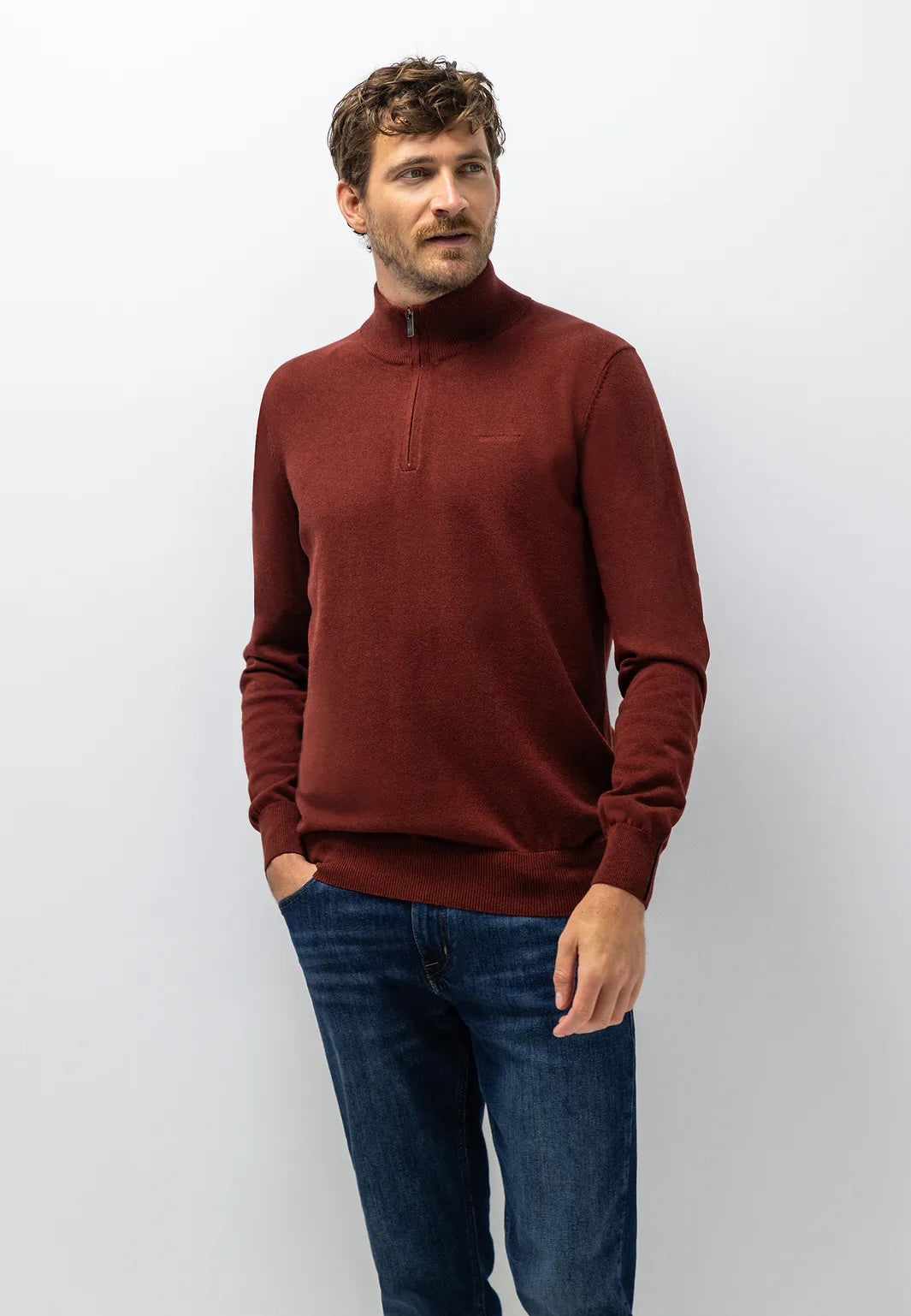 Trui met halve rits - rood
