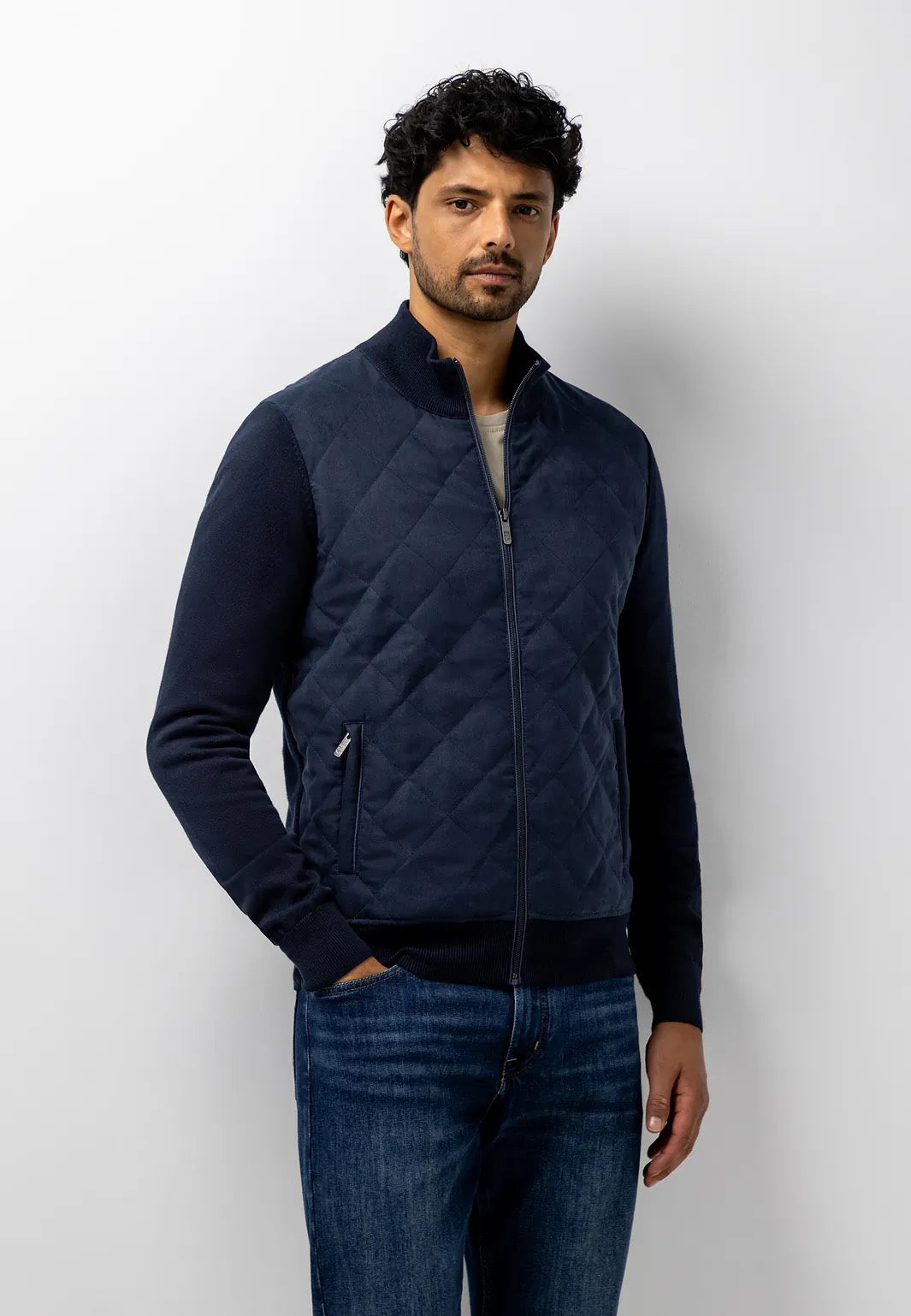 Vest voorzijde doorgestikt - blauw