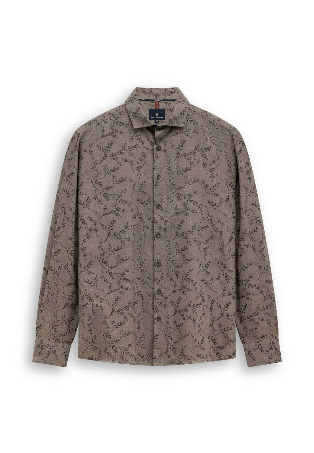 Overhemd twill met print - bruin