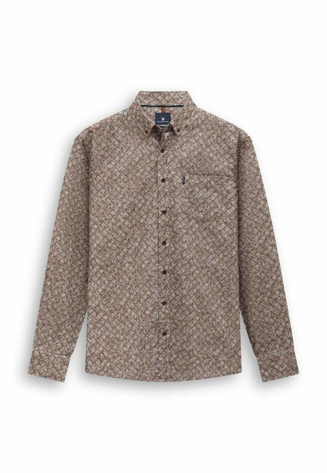 Overhemd twill met werkje - taupe / oudroze