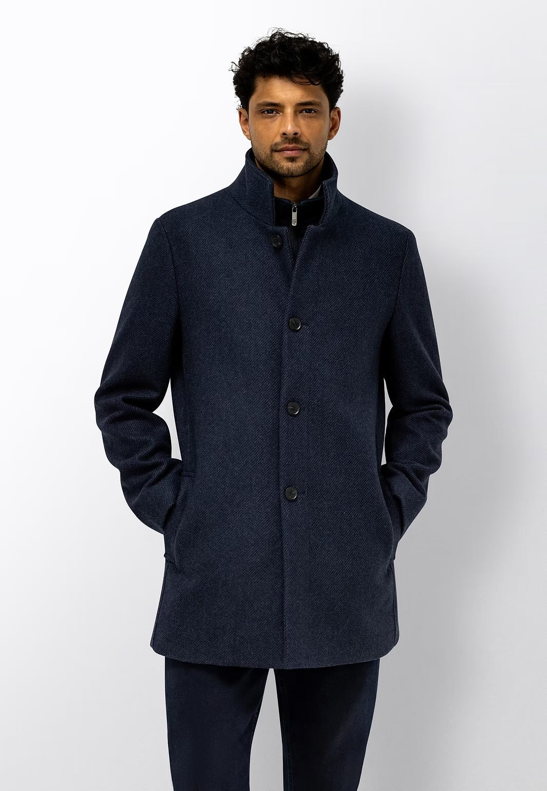 Jas gemêleerde mantel - blauw