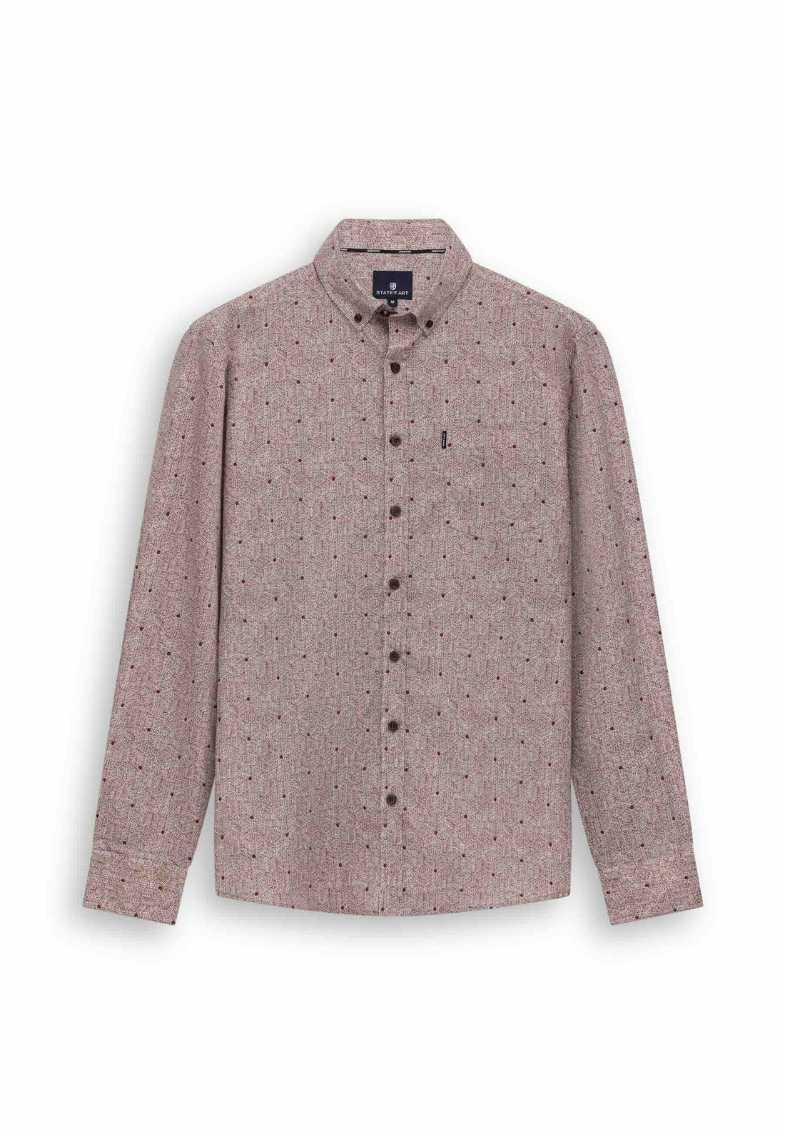 Overhemd poplin all-over print - oud roze/kit