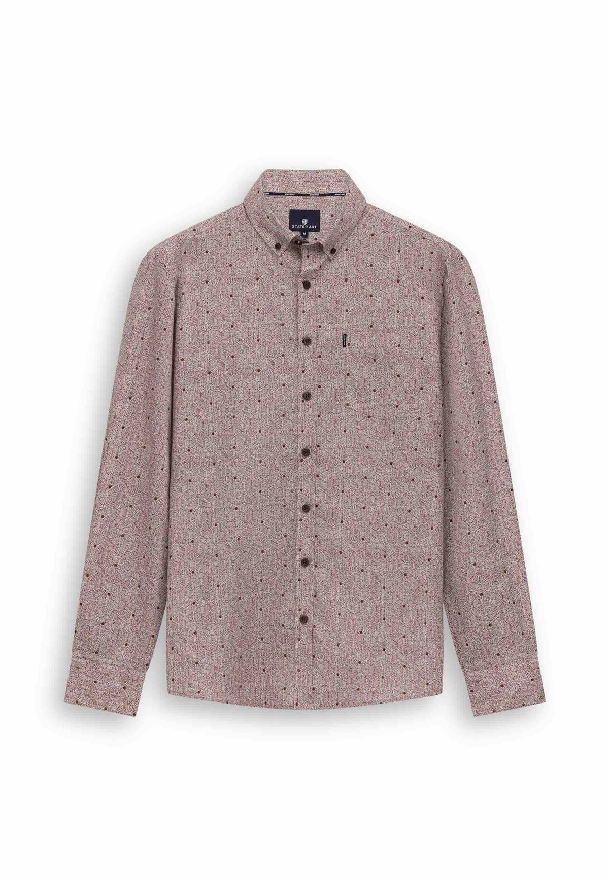Overhemd poplin all-over print - oud roze/kit