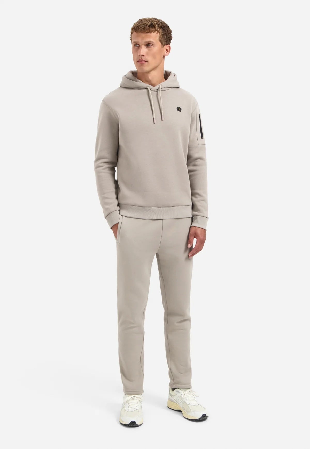 Sweater met capuchon - beige grijs