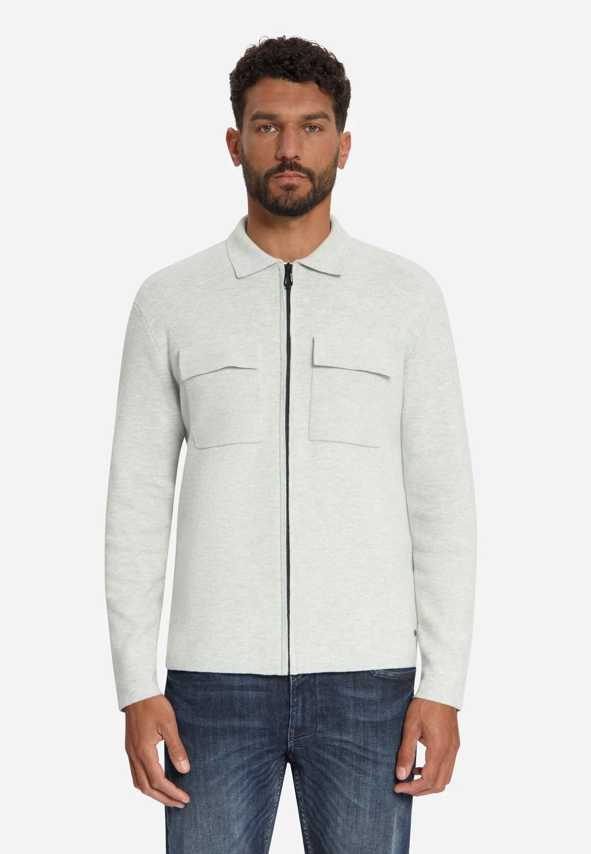 Vest gebreid met rits - lichtgrijs