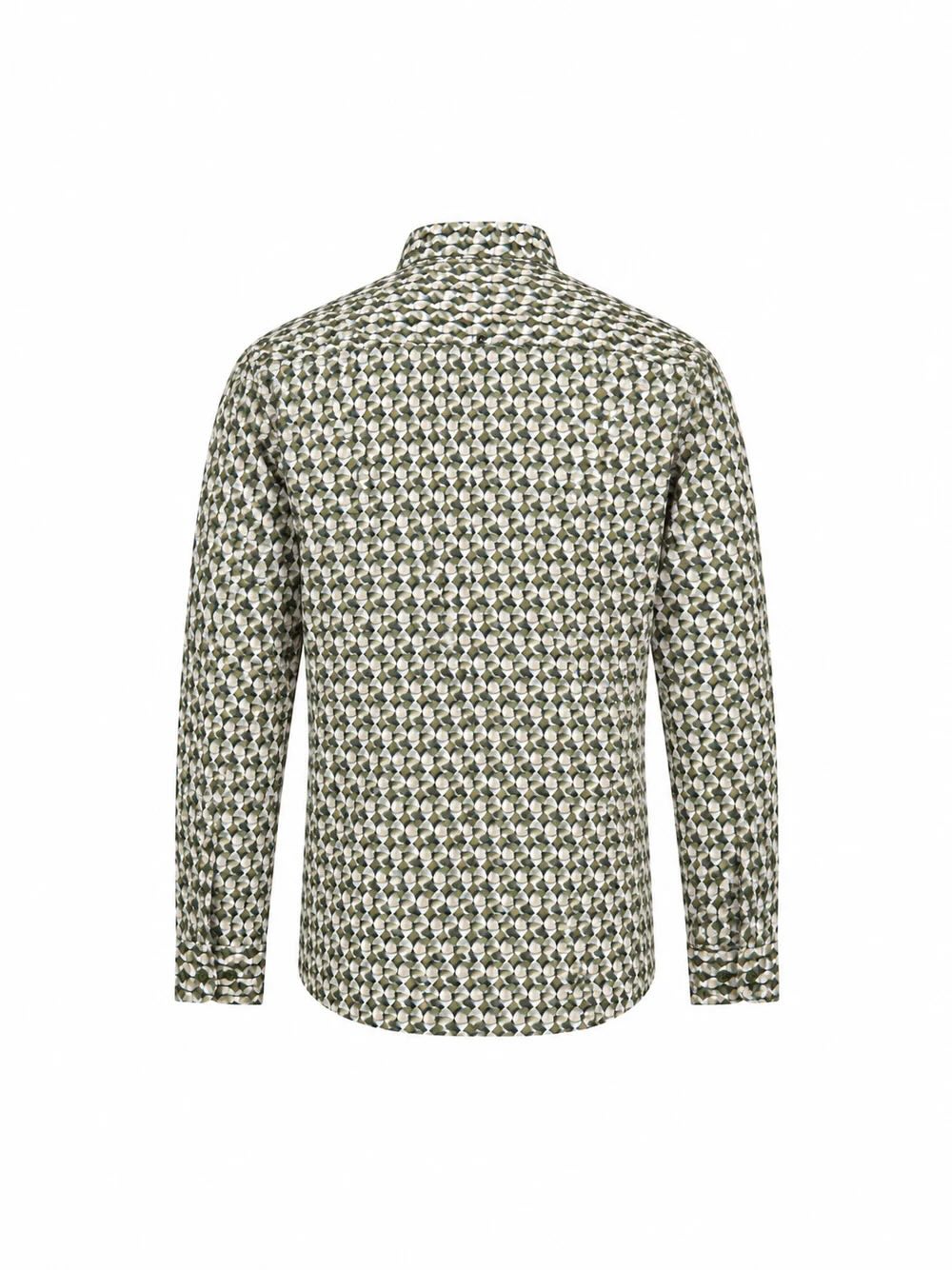 Overhemd allover print stretch - moss