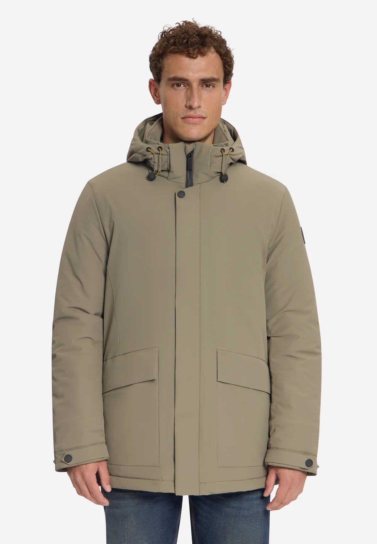 Jas parka met afneembare capuchon - mud