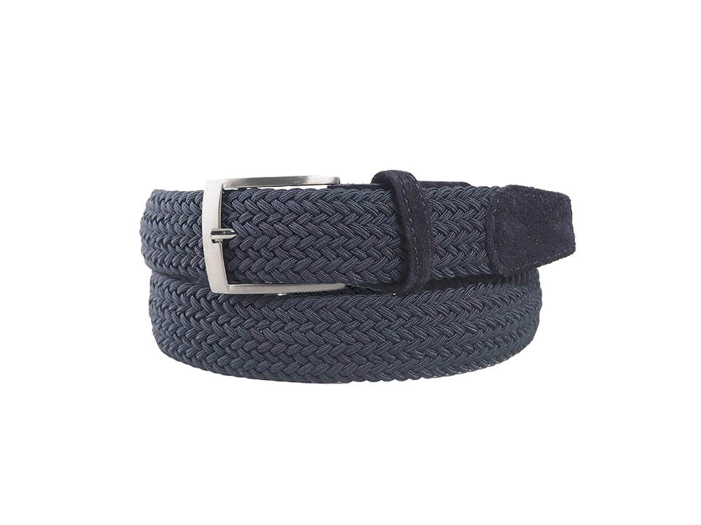 Riem vlecht stretch - marineblauw