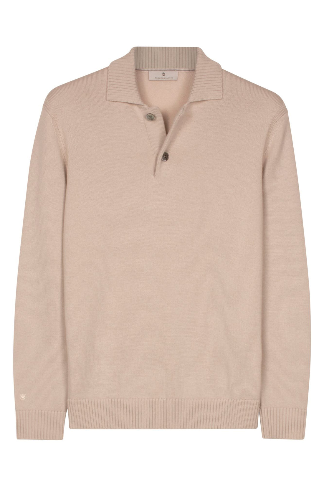 Trui merino met polokraag - beige