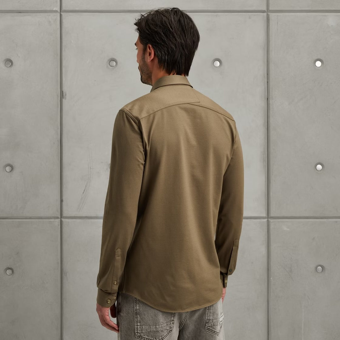 Overhemd twill jersey - khaki