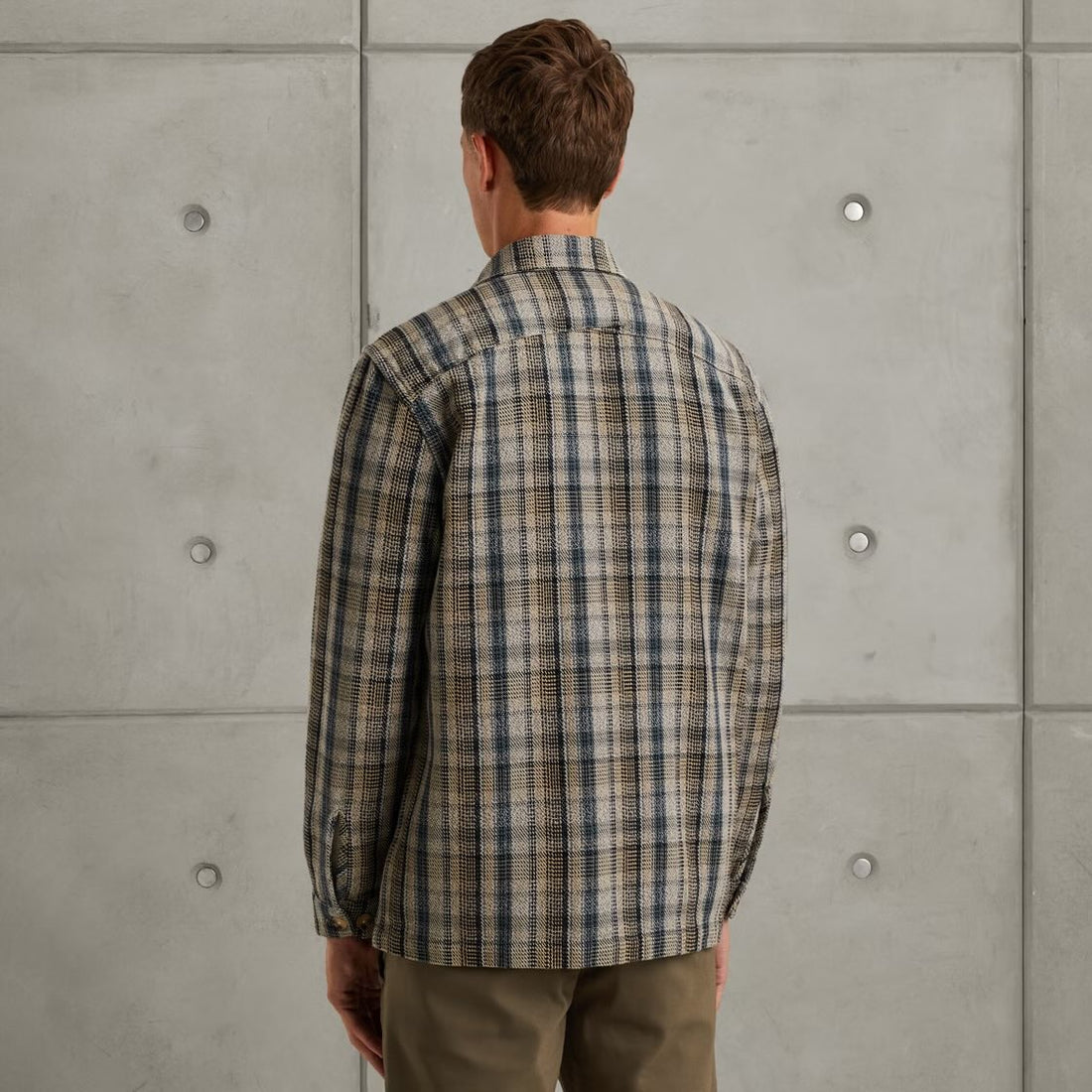 Overshirt met zakken - grijs beige blauw