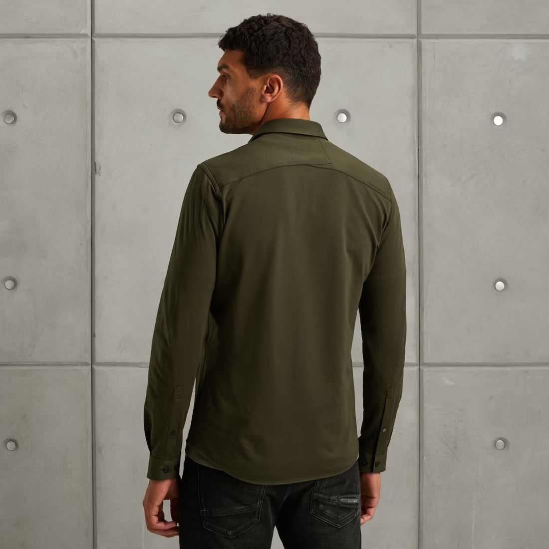 Overhemd twill jersey - groen