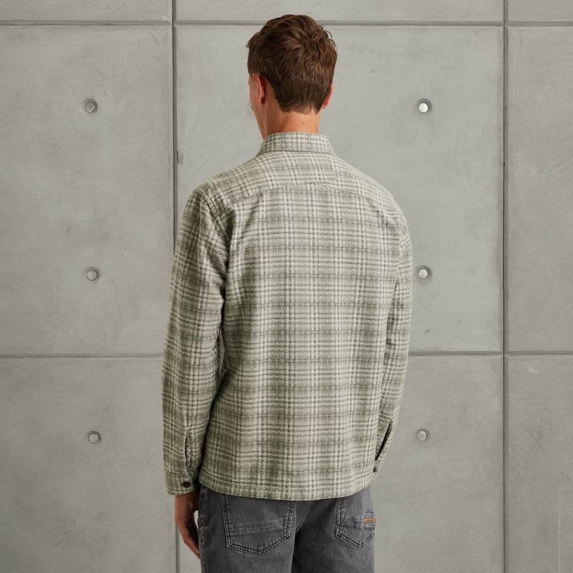 Overshirt ruit met zakken - grijs