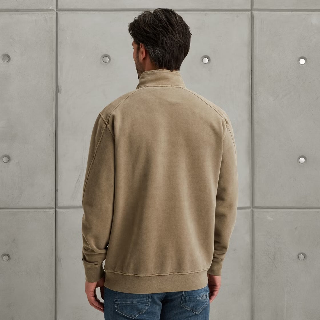 Sweatshirt met halve rits - khaki