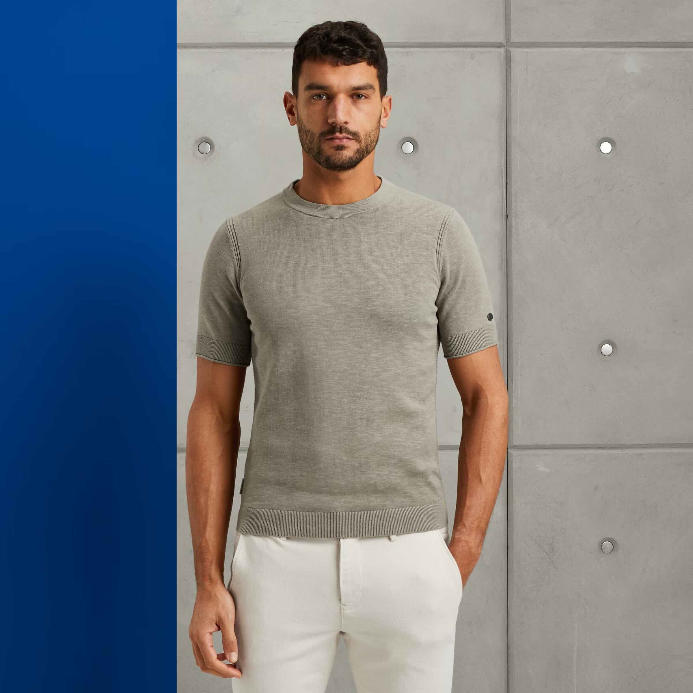 T-shirt met structuur - grijs