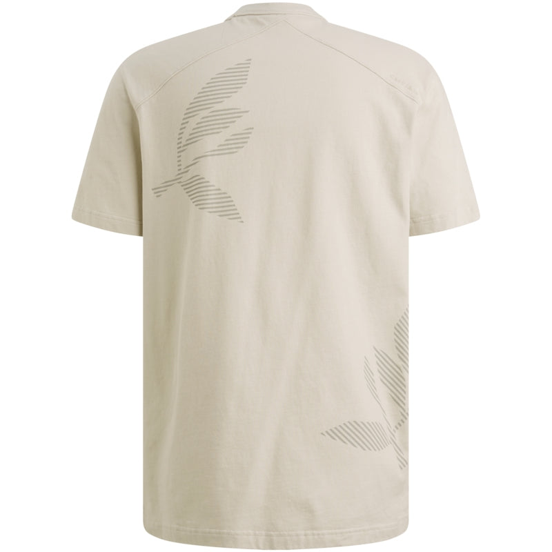 T-shirt met off-placed artwork - beige