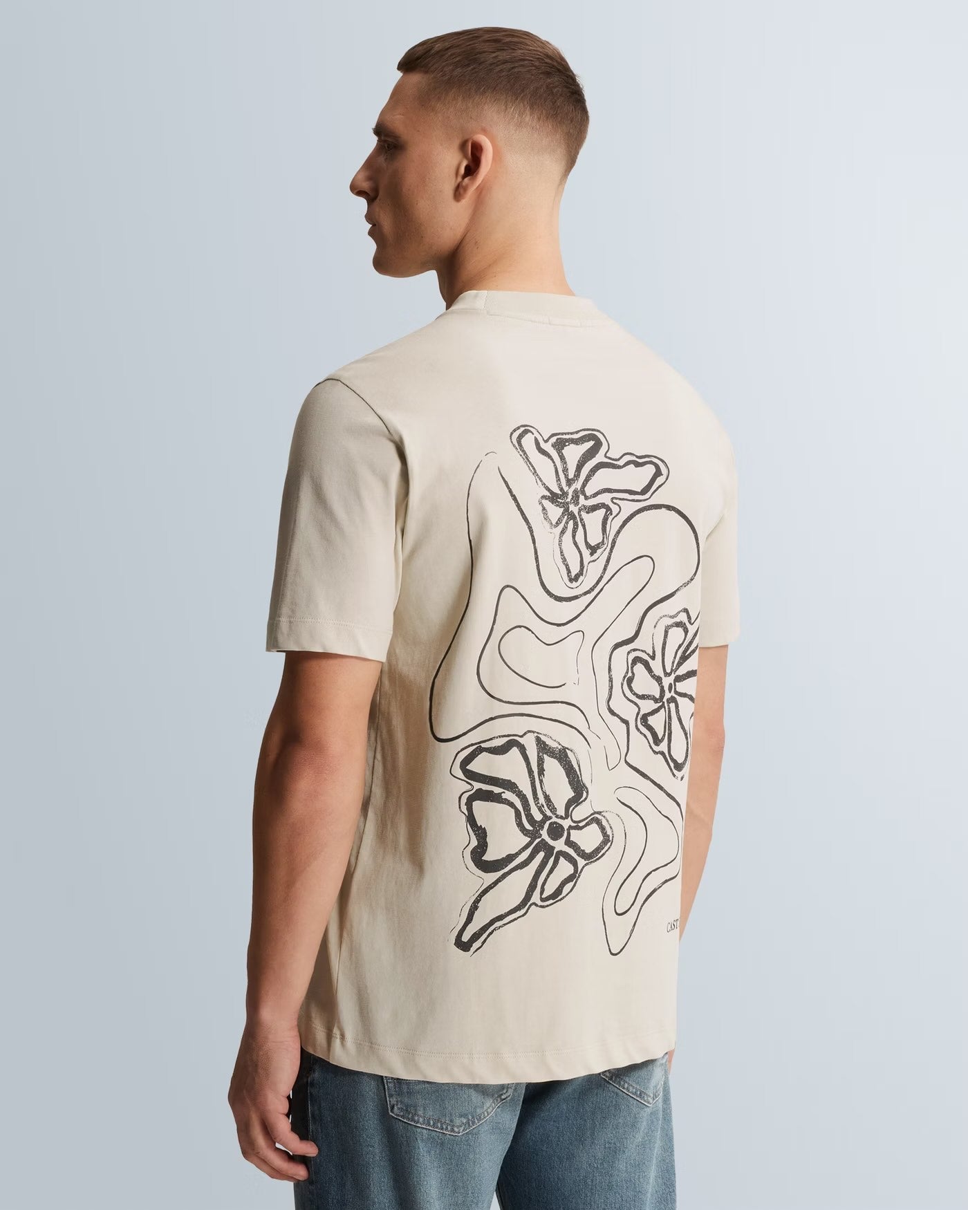 T-shirt jersey met artwork - beige